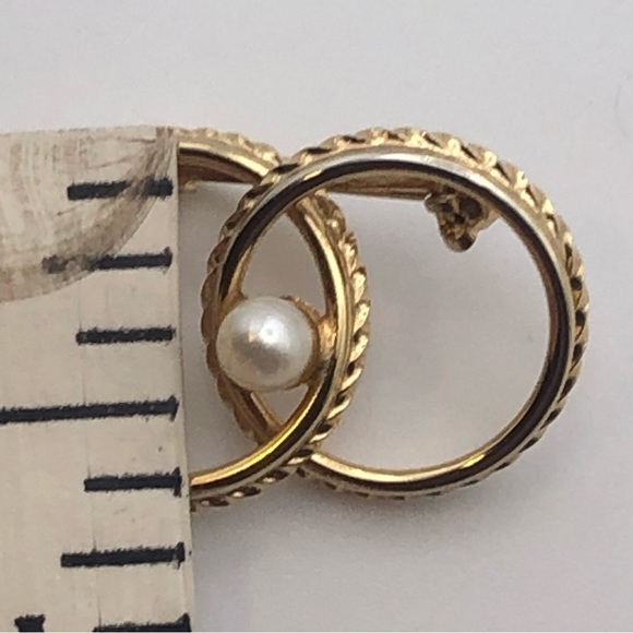 VTG Ekelund Real Pearl 14k Gold Fill Filled Petit Circles Brooch 1” x .6” - Picture 6 of 8